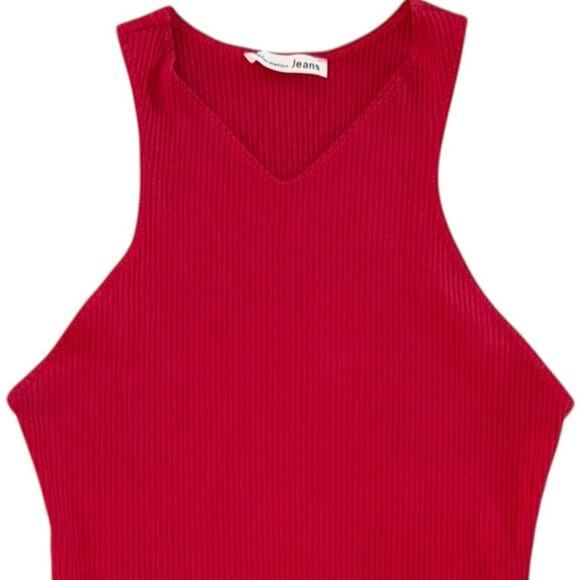 Reformation V-Neck Ribbed Bodysuit Sleeveless Red Women's Size Medium - Picture 3 of 6